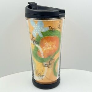 2008 Starbucks Coffee Dragonfly Butterfly Humming Bird 8oz Travel Tumbler ~ EUC